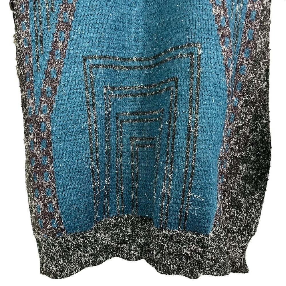ZEPPELIN Vintage Blue & Charcoal Gray Pullover Long Sleeve Sweater Chunky Knit M - Picture 4 of 16